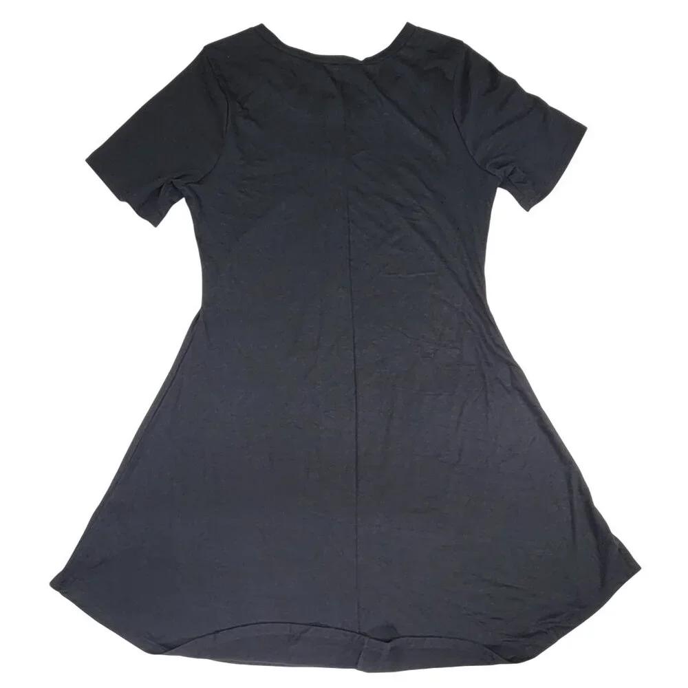 Zenana Dress Casual Short Sleeve Henley Style Dress Medium Black Womens NWOT - Picture 2 of 6